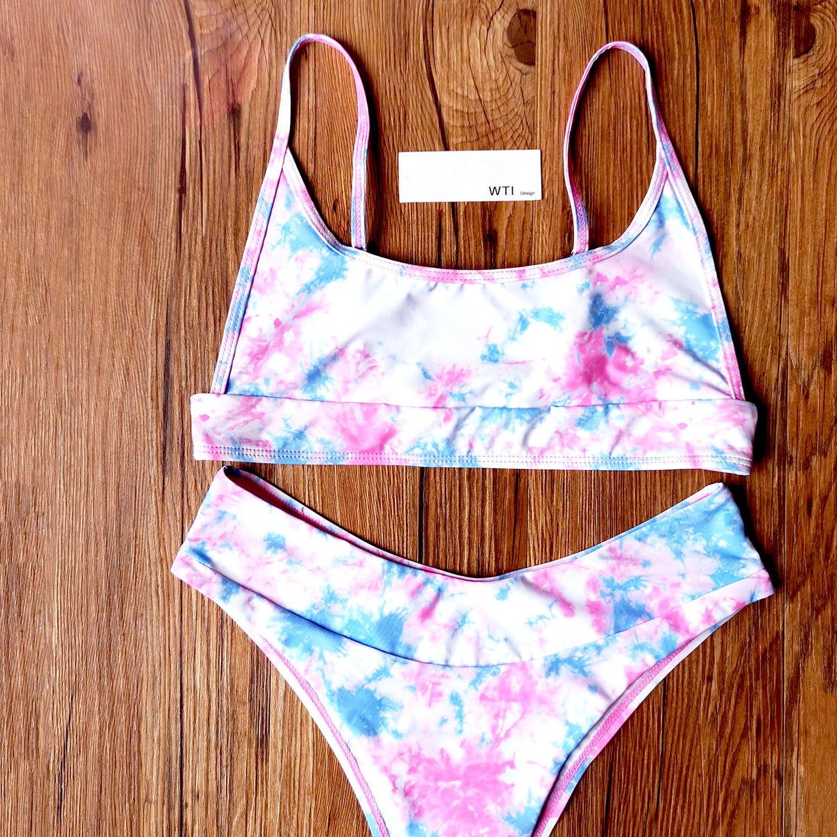 Tie Dye Crop Top Bikini Swimsuit - worthtryit.com