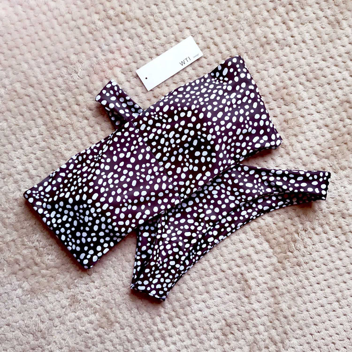Cute Spots High Cut Bandeau Bikini Set - worthtryit.com
