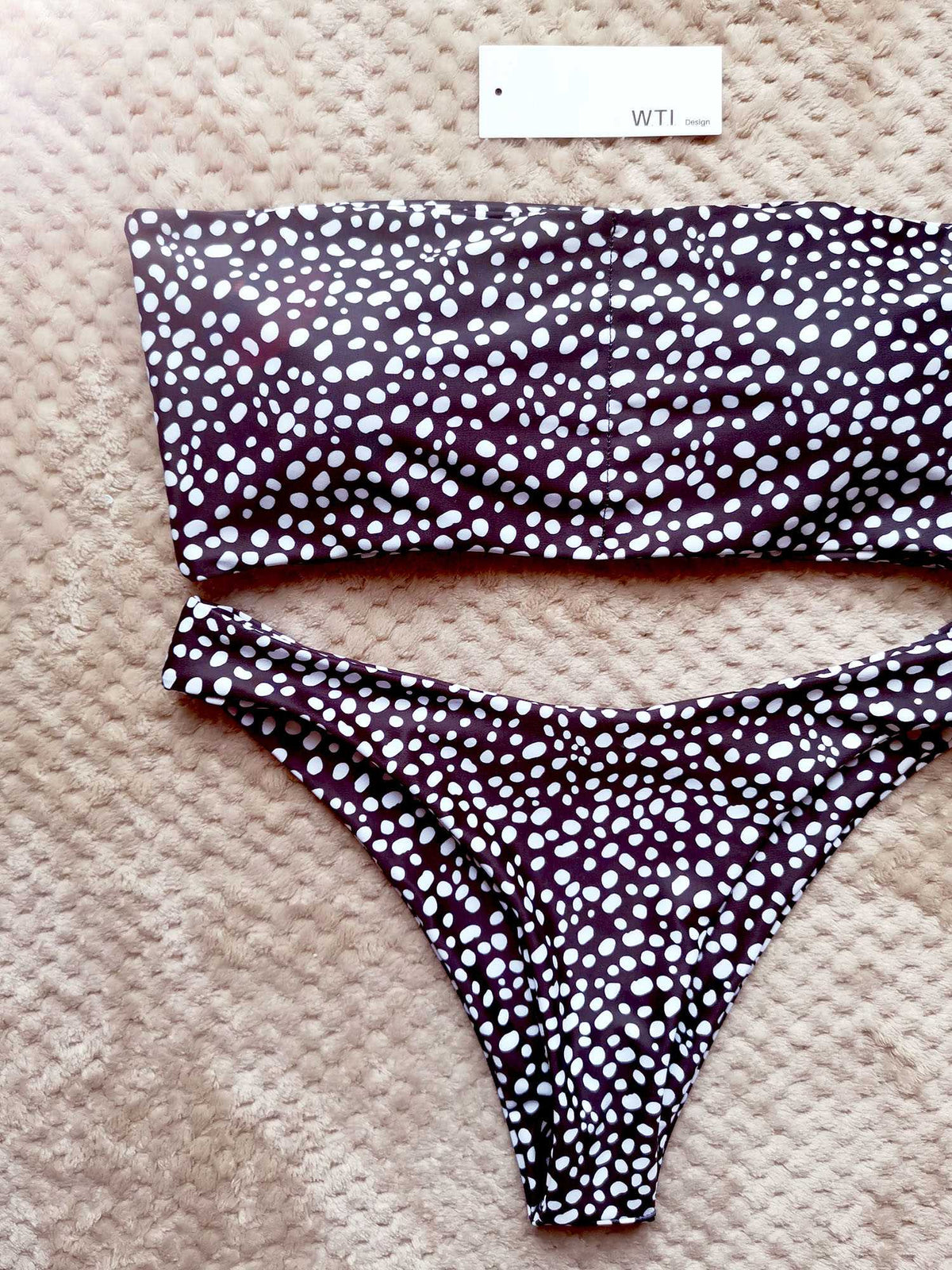 Cute Spots High Cut Bandeau Bikini Set - worthtryit.com