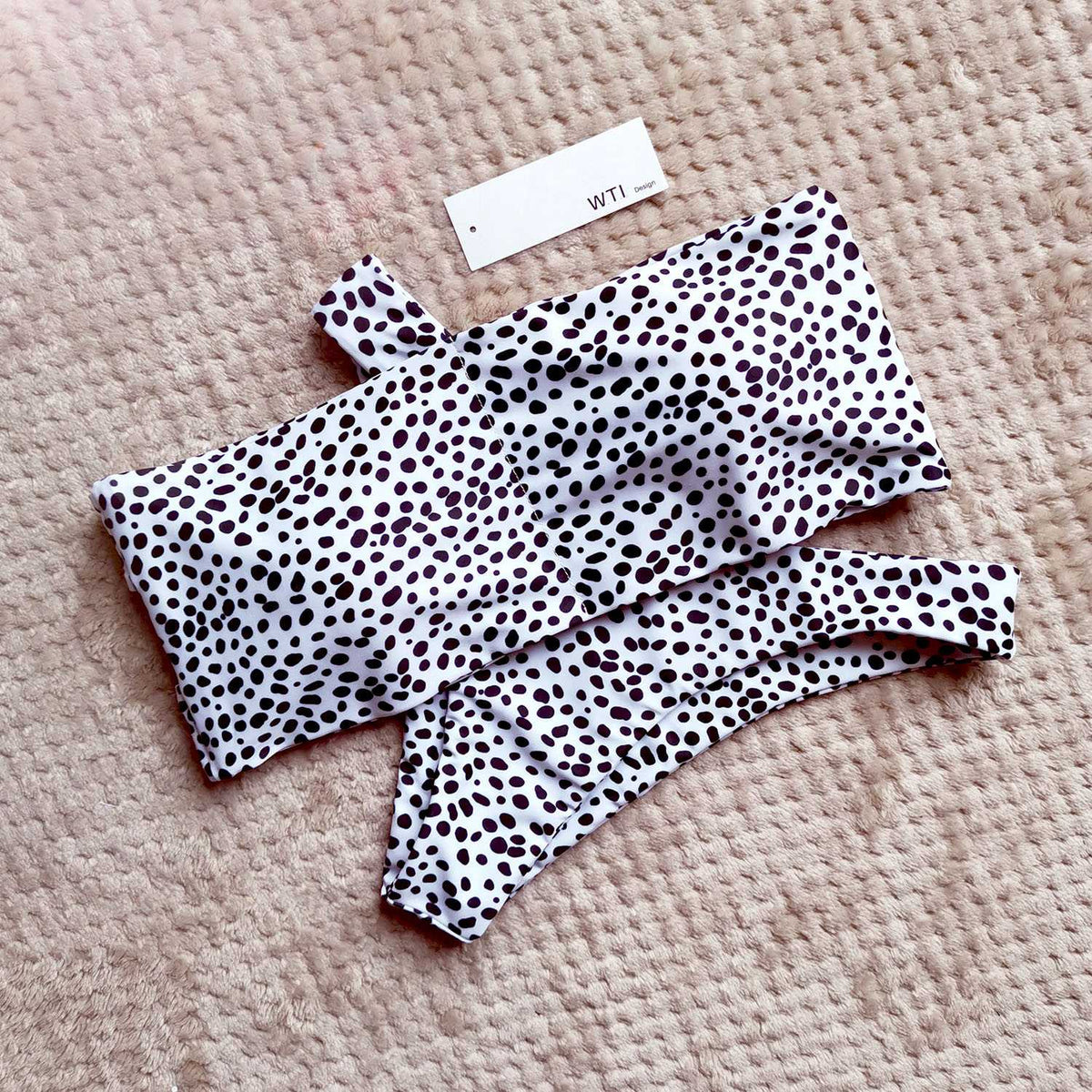Cute Spots High Cut Bandeau Bikini Set - worthtryit.com