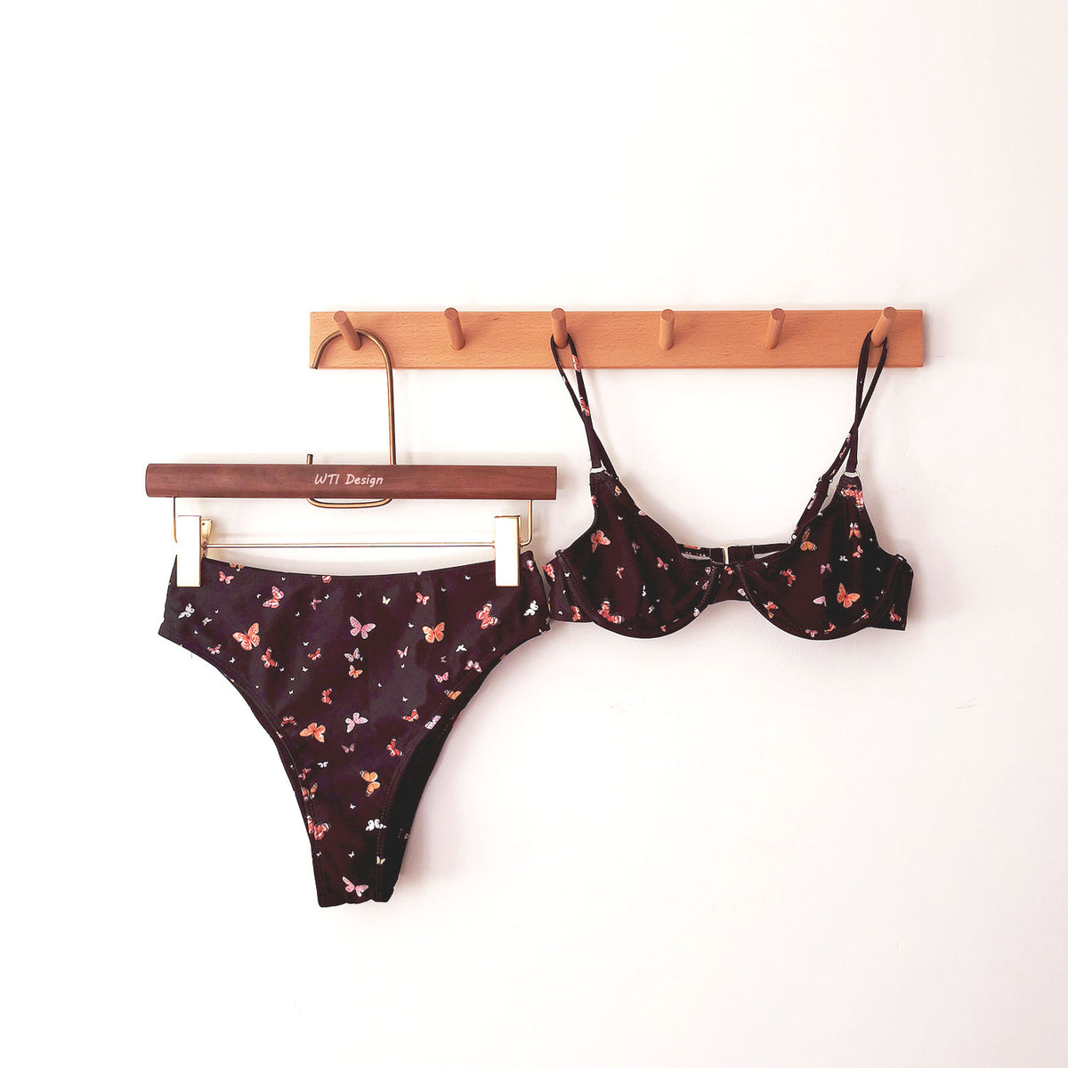 Butterfly Print Underwire High Waist Bikini Swimsuit