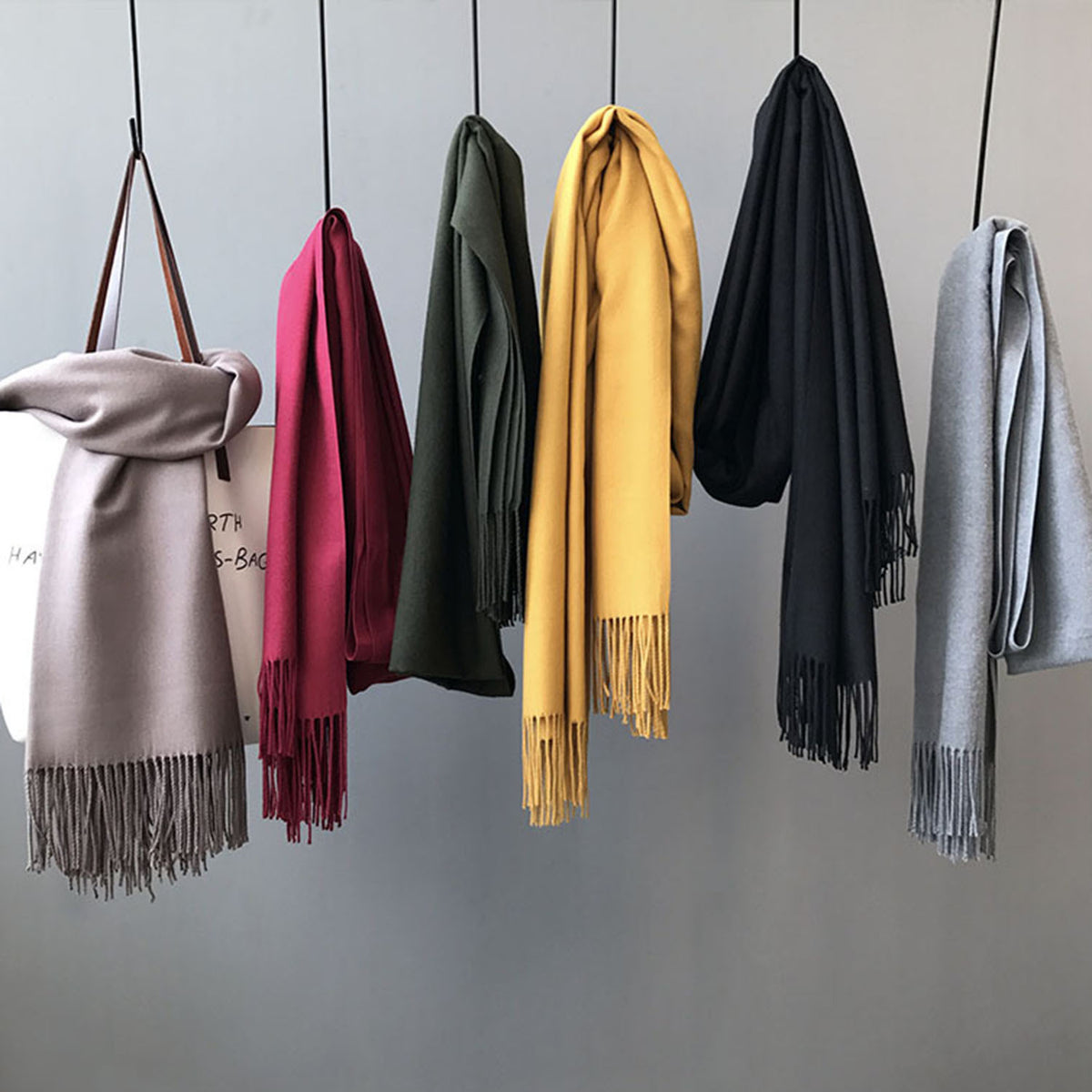 Solid Color Tassel Scarf - worthtryit.com