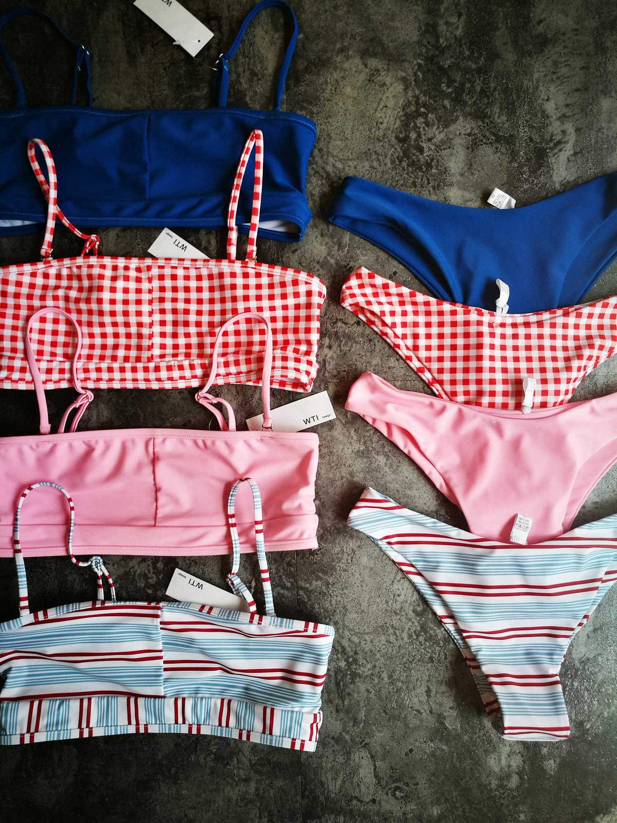 Red Gingham Crop Top High Cut Bikini Set - worthtryit.com