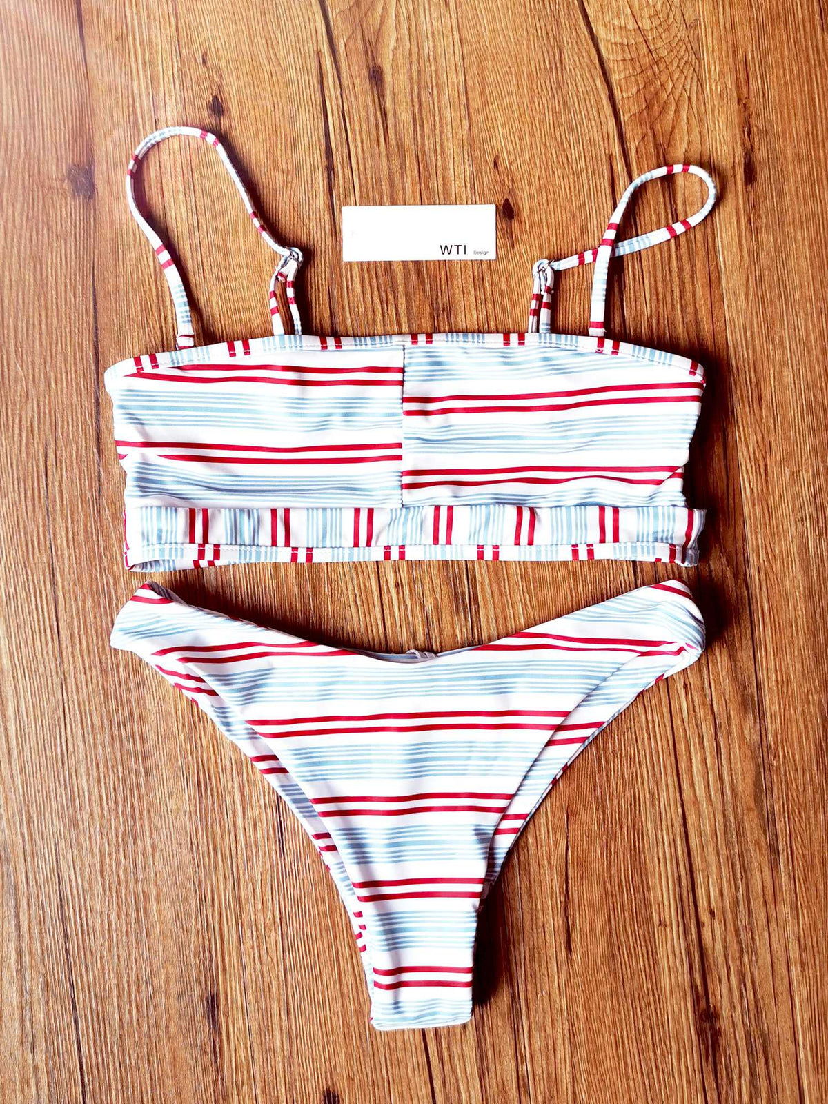 Red Gingham Crop Top High Cut Bikini Set - worthtryit.com