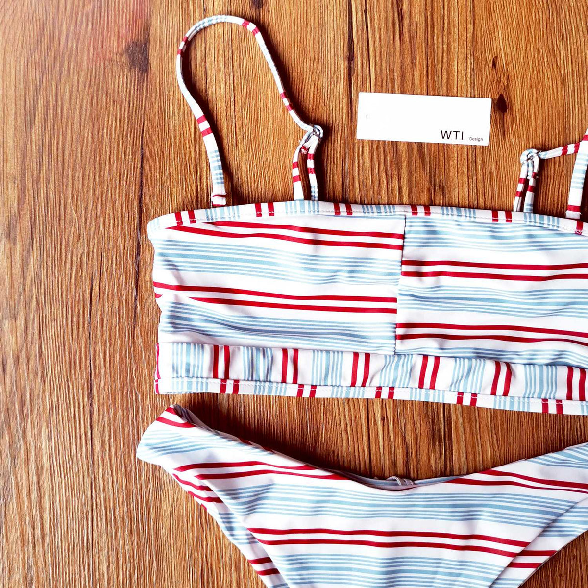 Red Gingham Crop Top High Cut Bikini Set - worthtryit.com