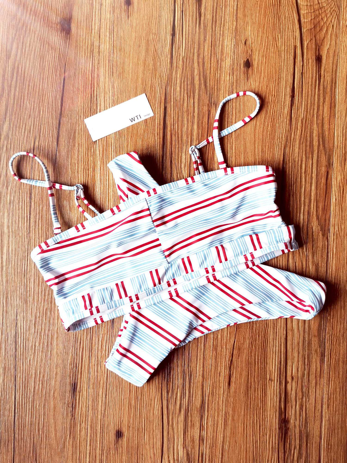 Red Gingham Crop Top High Cut Bikini Set - worthtryit.com