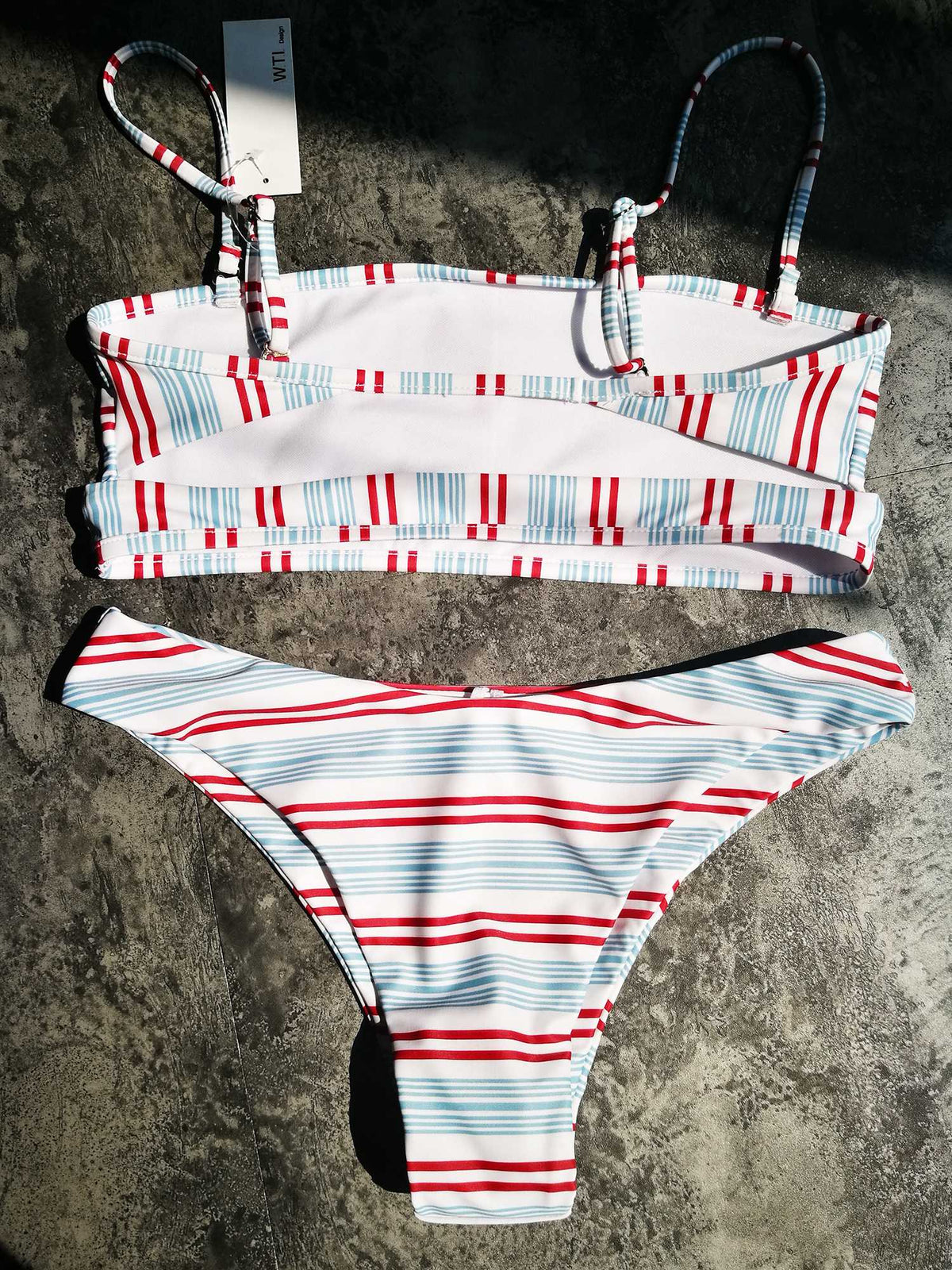 Red Gingham Crop Top High Cut Bikini Set - worthtryit.com