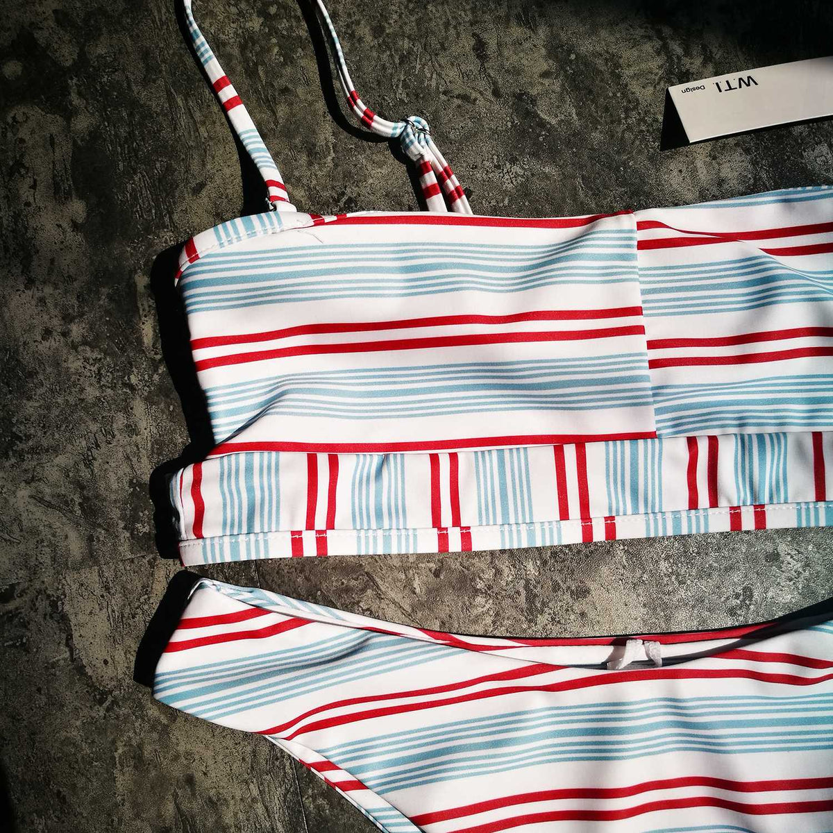 Red Gingham Crop Top High Cut Bikini Set - worthtryit.com