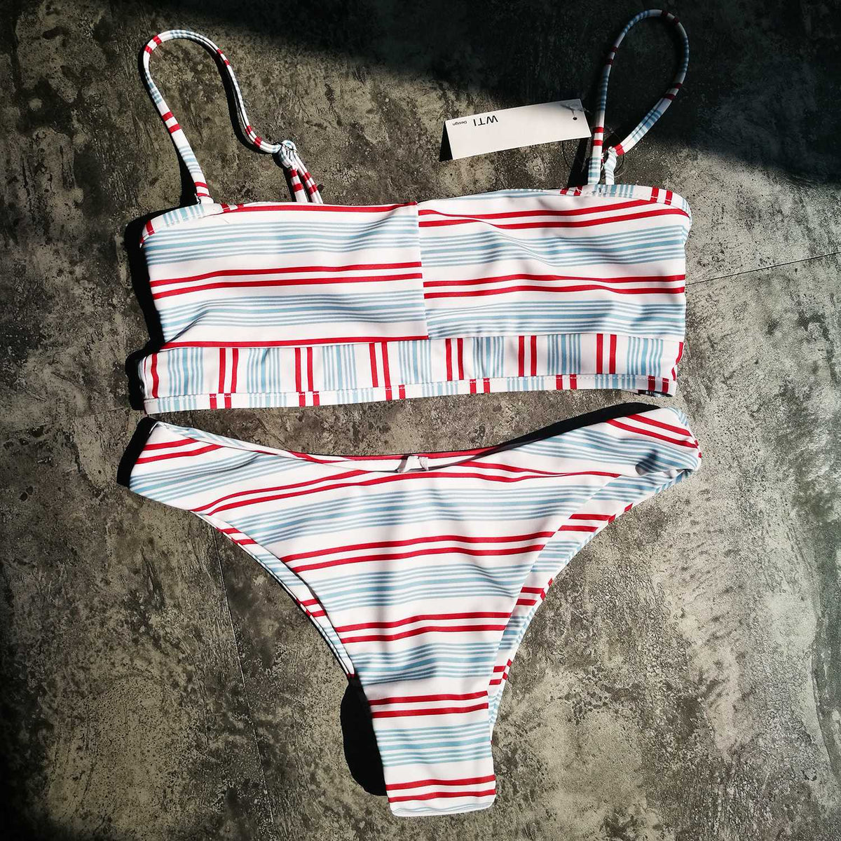 Red Gingham Crop Top High Cut Bikini Set - worthtryit.com