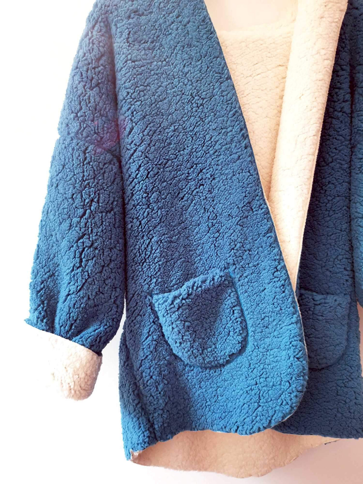 Reversible Faux fur Hoodie Coat Fuzzy Jacket - worthtryit.com