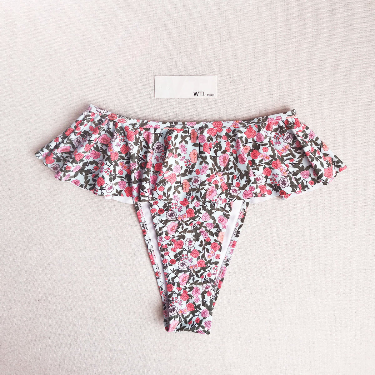 Floral Double Straps Ruffle High Waist Bikini Swimsuit