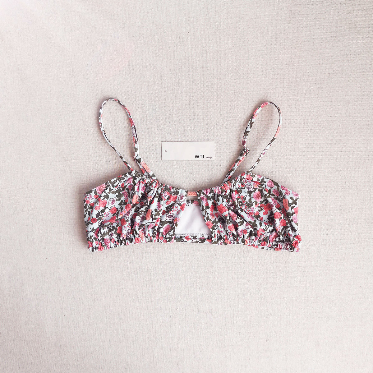 Floral Double Straps Ruffle High Waist Bikini Swimsuit
