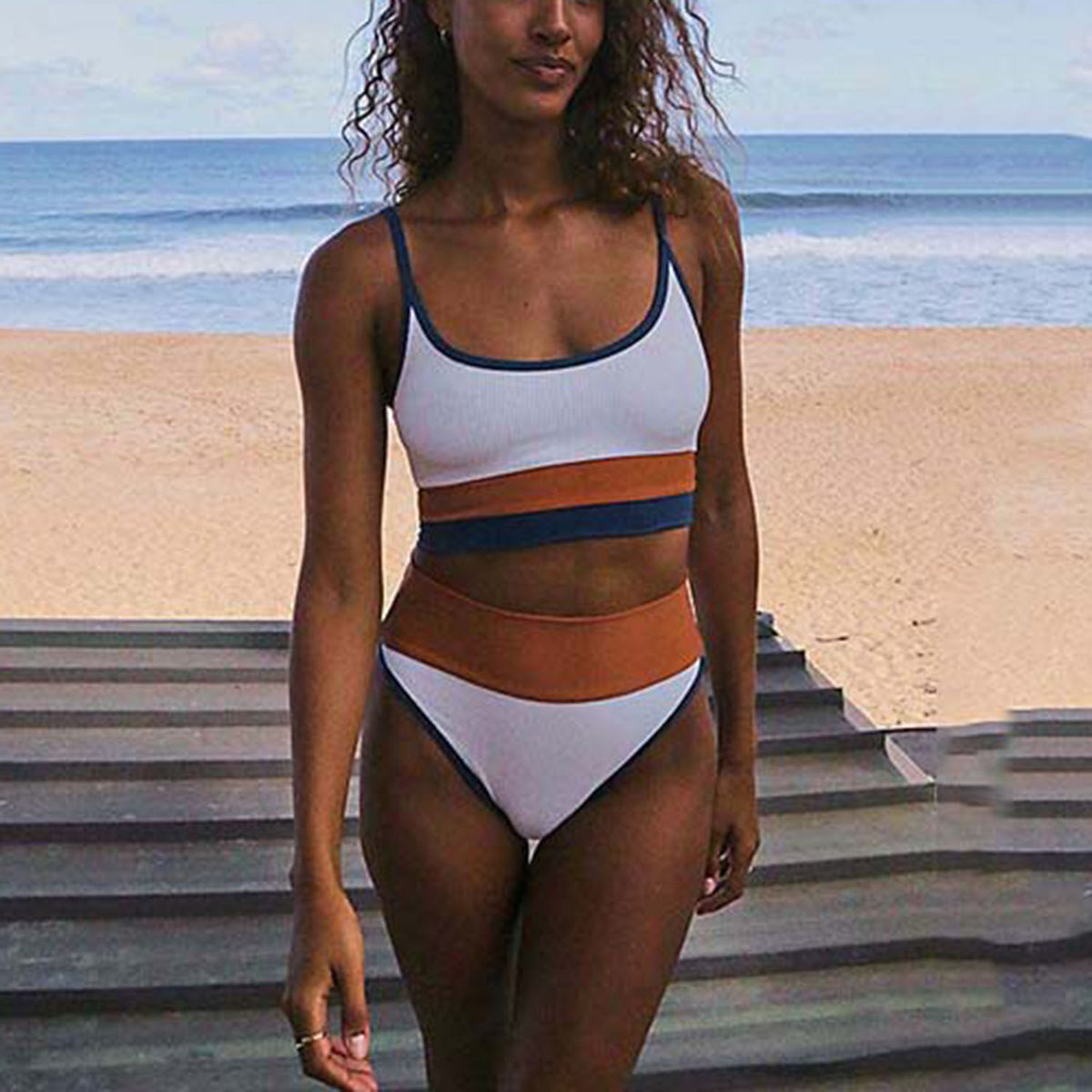 Color Block Ribbed High Waist Crop Bikini Swimsuit TL20 – W.T.I. Design