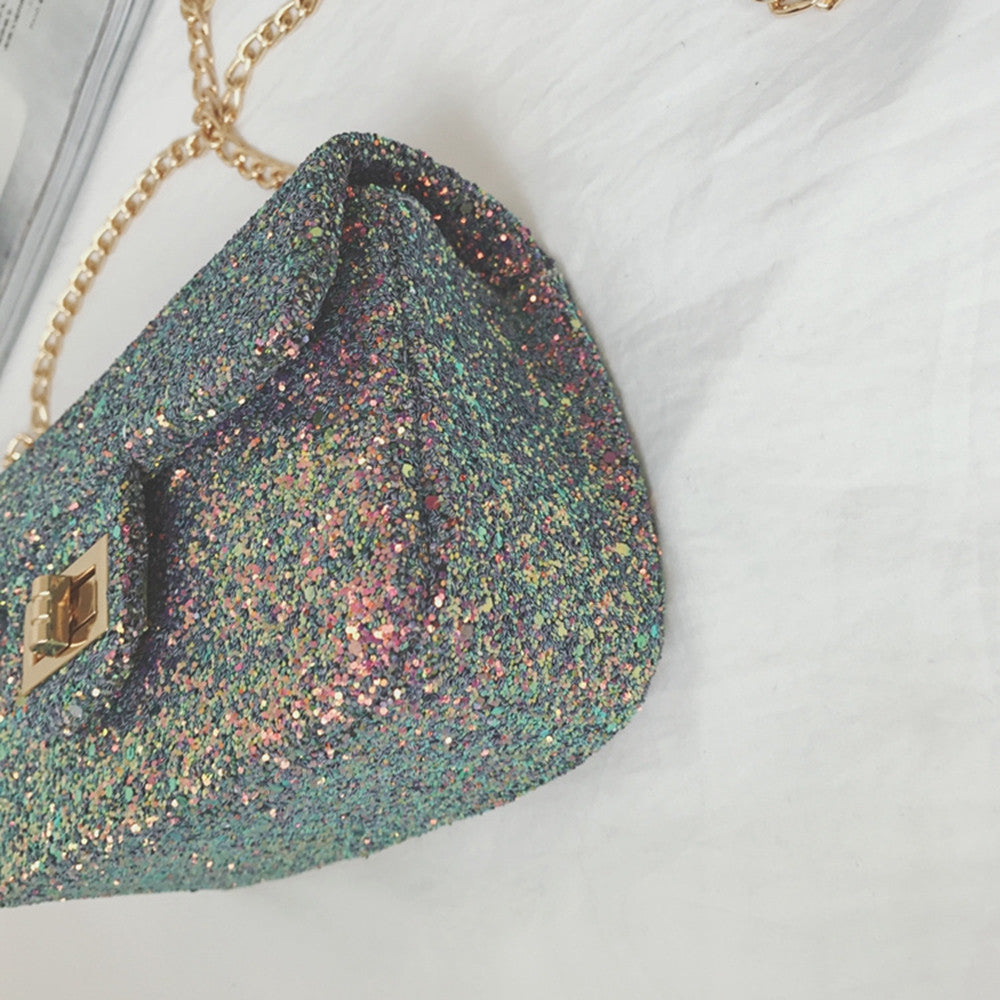 Reversible Sequined Chain Bag - worthtryit.com