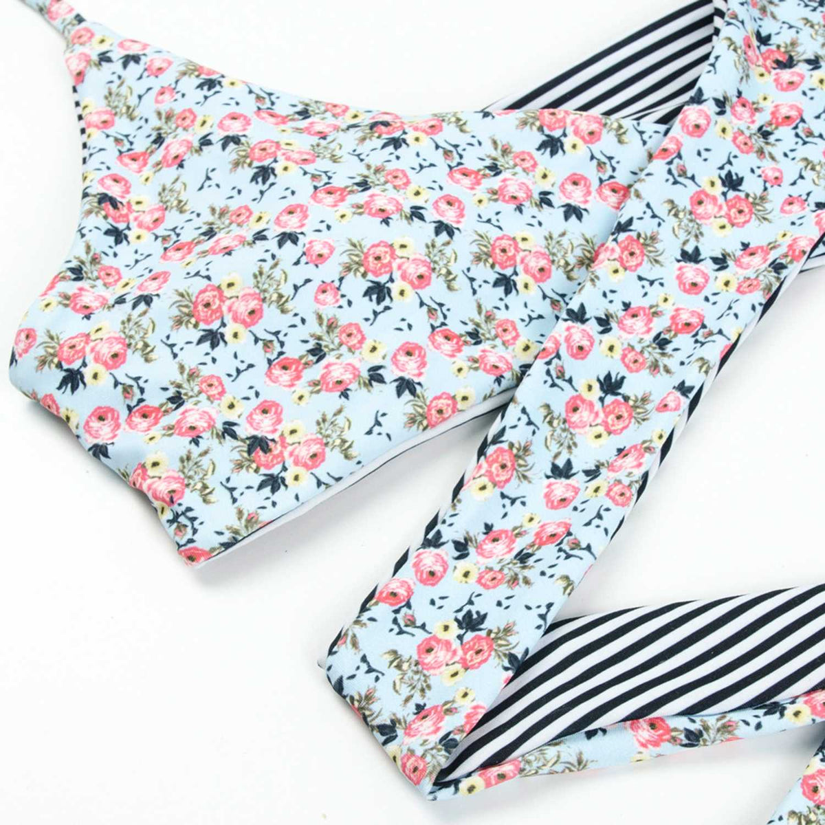 Reversible Floral Print & Stripes Lace Up Back L Space Swimwear - worthtryit.com