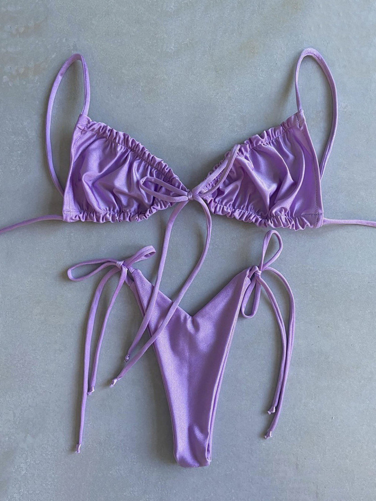 Scrunch Front Tie Triangle Bikini Swimsuit XX20