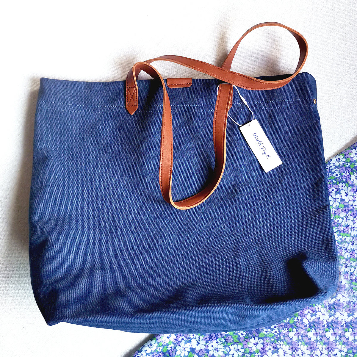 Canvas Bag with Leather Handles Transport Oversized Tote Bags