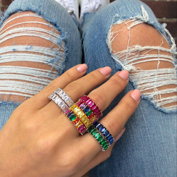 Rainbow Baguette Ring