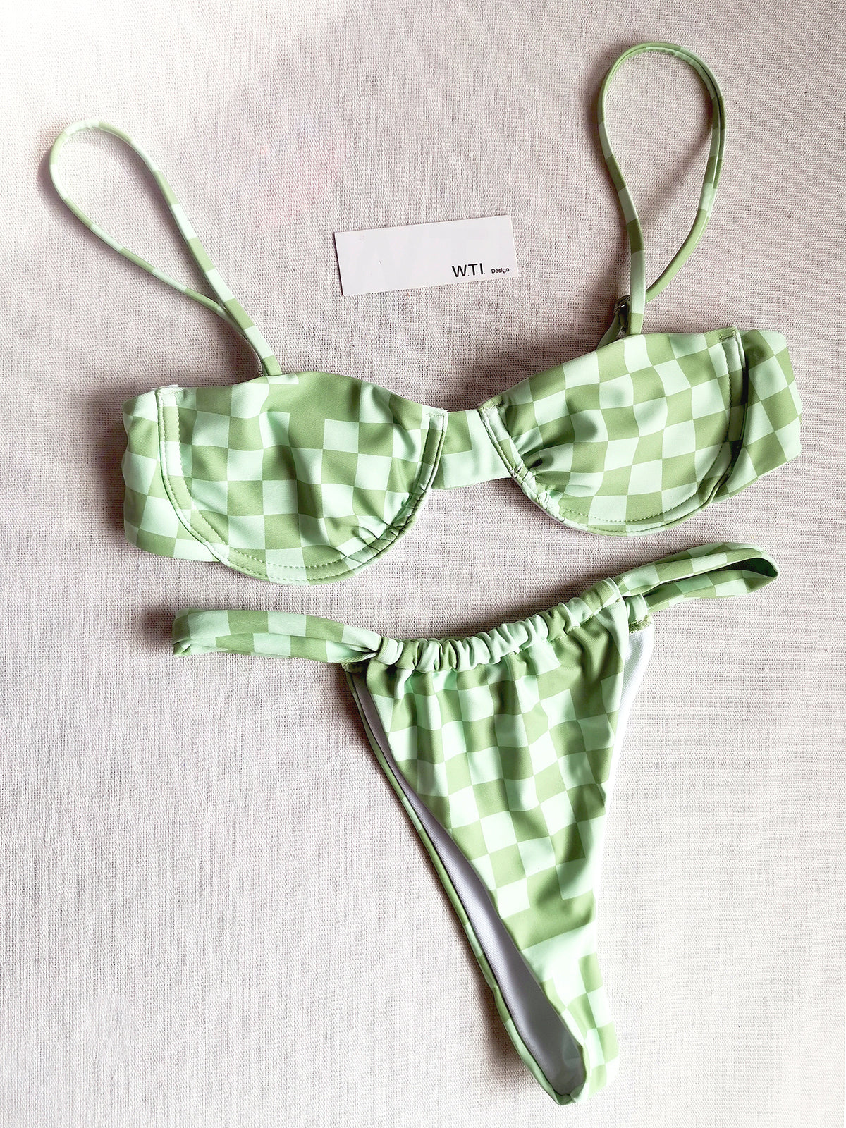 Checked Underwire High Rise Bikini Swimsuit