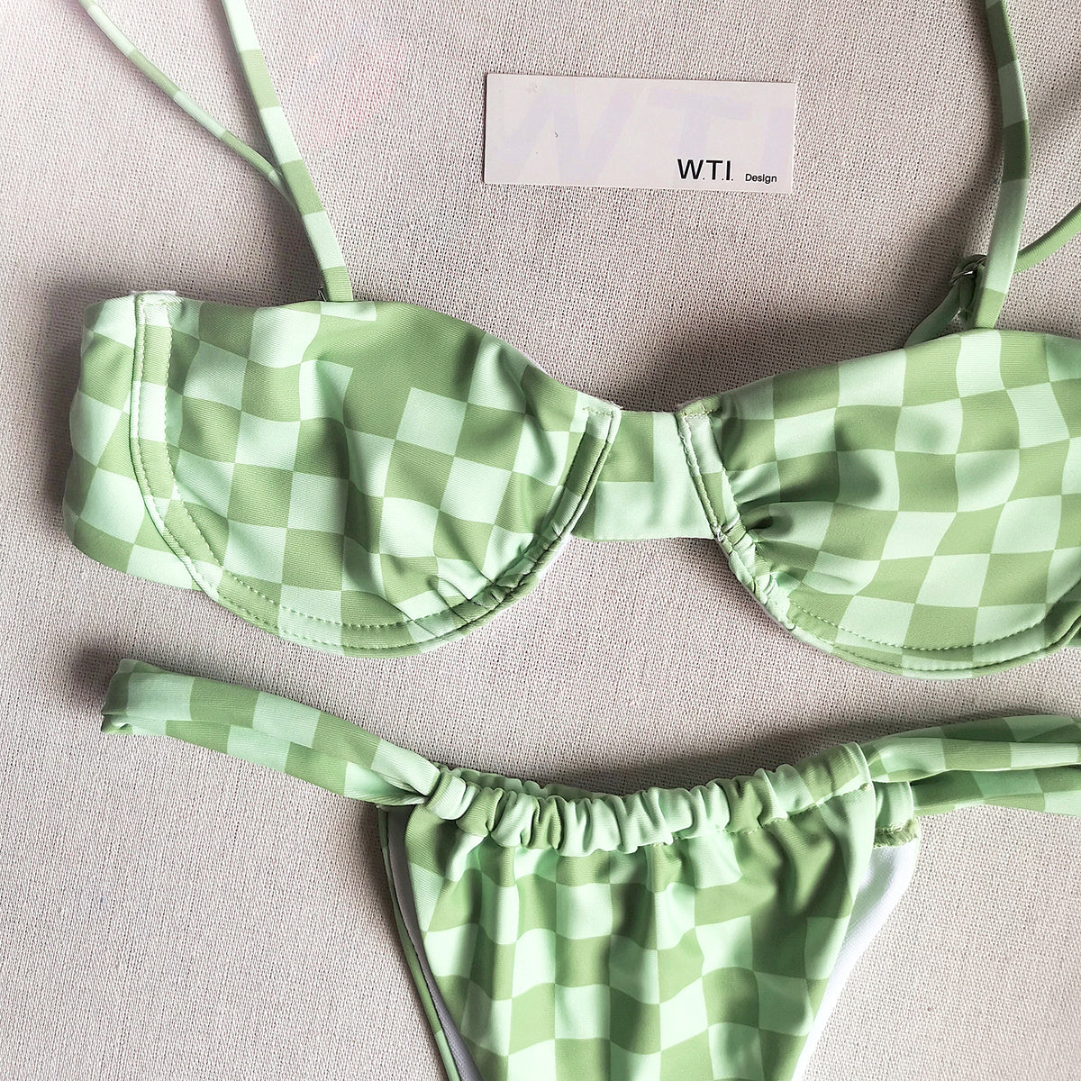 Checked Underwire High Rise Bikini Swimsuit