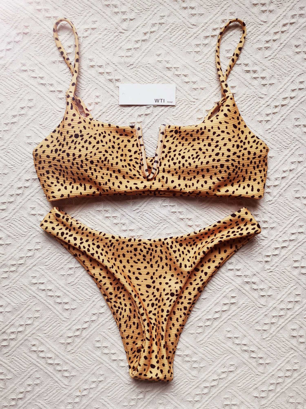 Leopard print crop top bikini on sale