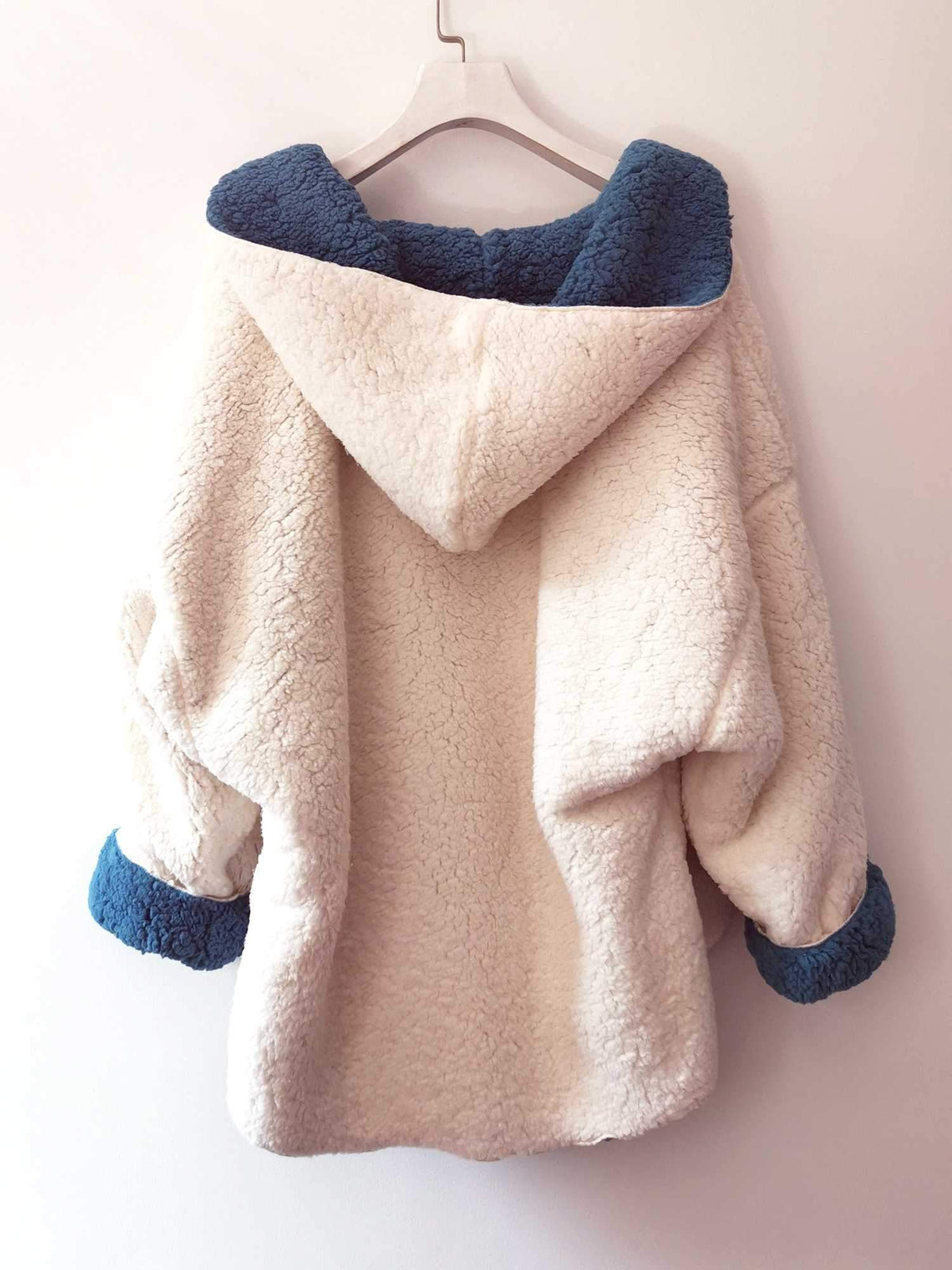 Reversible Faux fur Hoodie Coat Fuzzy Jacket - worthtryit.com