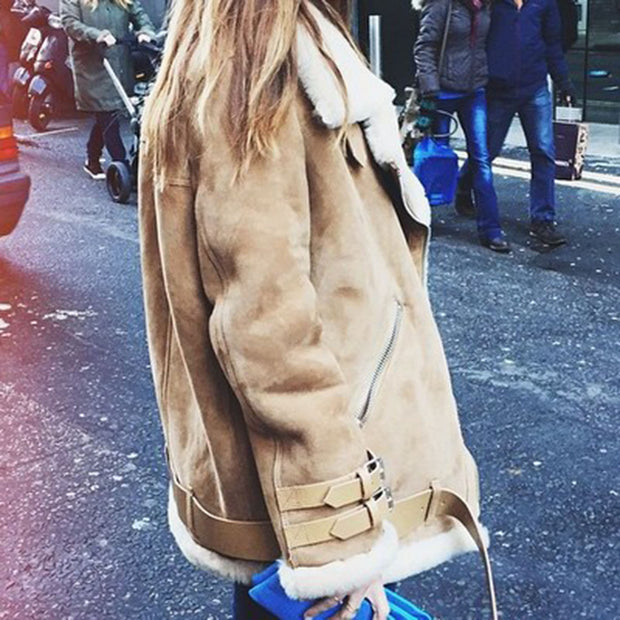 Oversized Faux Fur Moto Bike Jacket - worthtryit.com