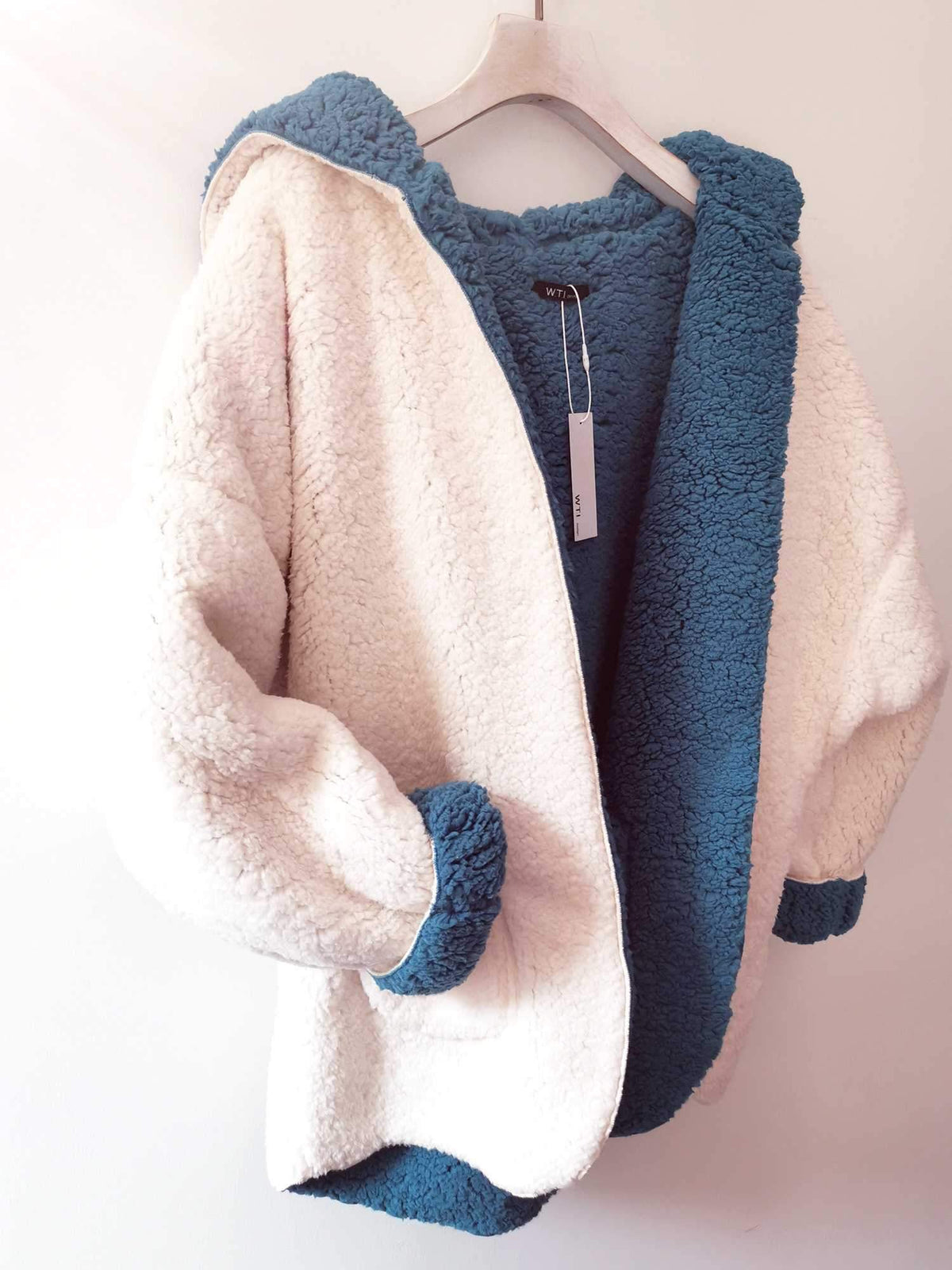 Reversible Faux fur Hoodie Coat Fuzzy Jacket - worthtryit.com