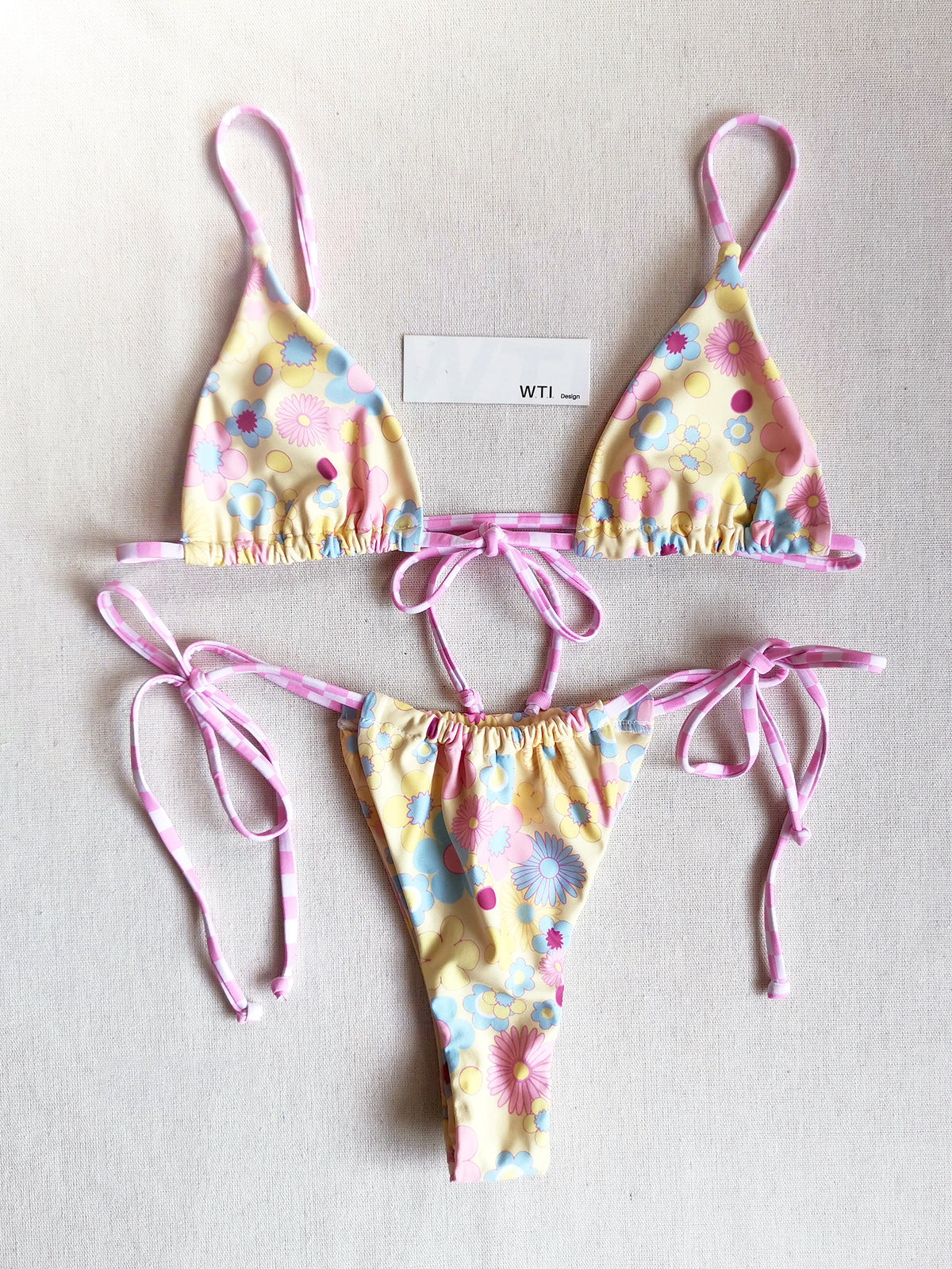 Floral Print Side Tie Triangle Bikini Swimsuit