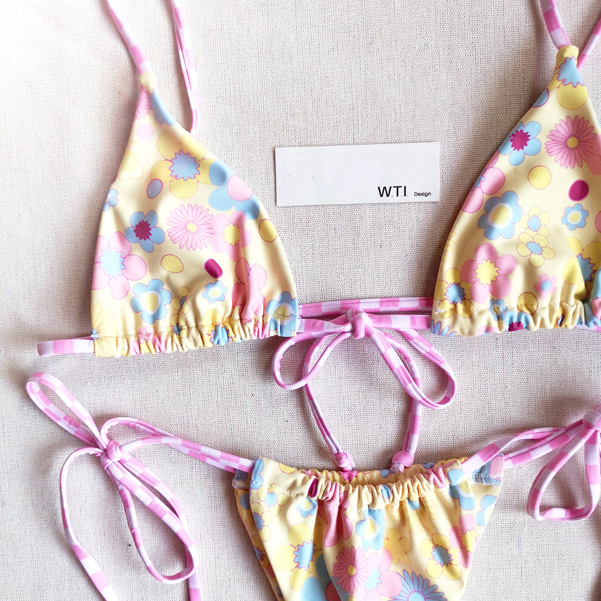 Floral Print Side Tie Triangle Bikini Swimsuit