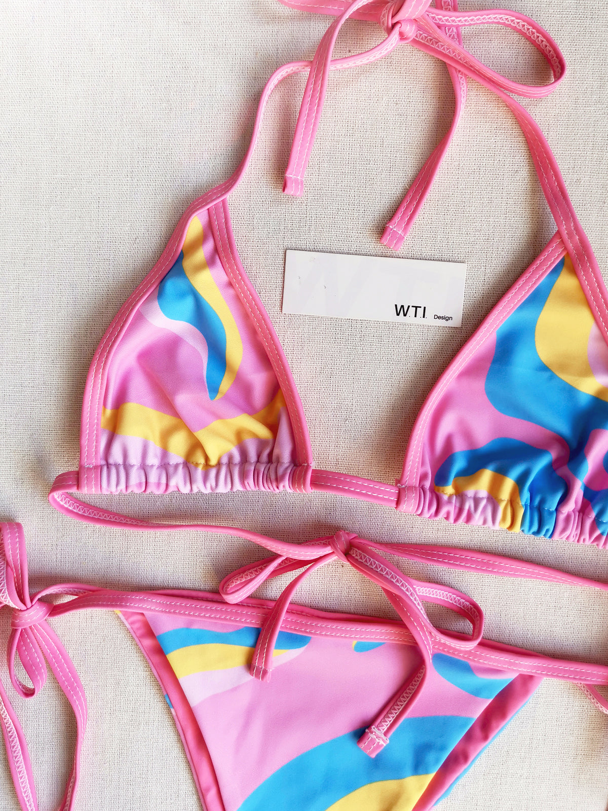 Colorful Marble Underwire & Triangle Bikini Swimsuit