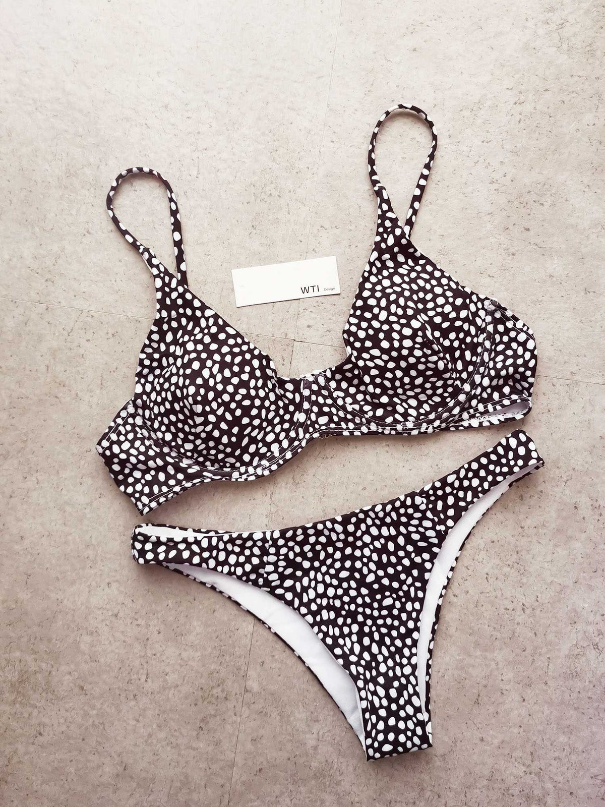 Cute Spot High Rise Underwire Bikini Swimwear - worthtryit.com