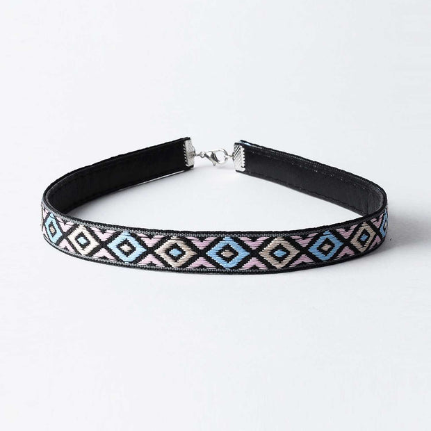 Aztec Choker Necklace-Blue & Pink - worthtryit.com
