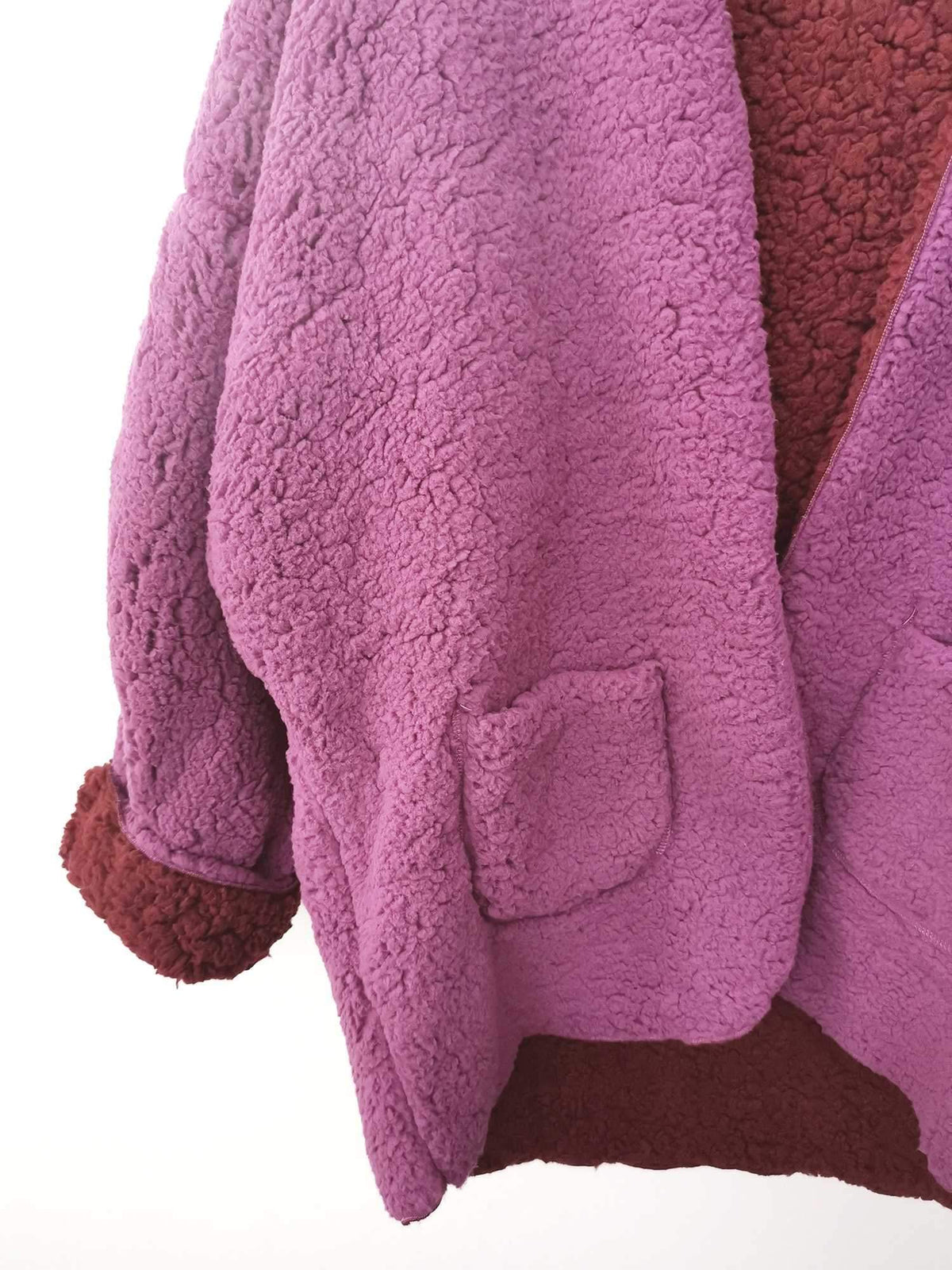 Reversible Faux fur Hoodie Coat Fuzzy Jacket - worthtryit.com