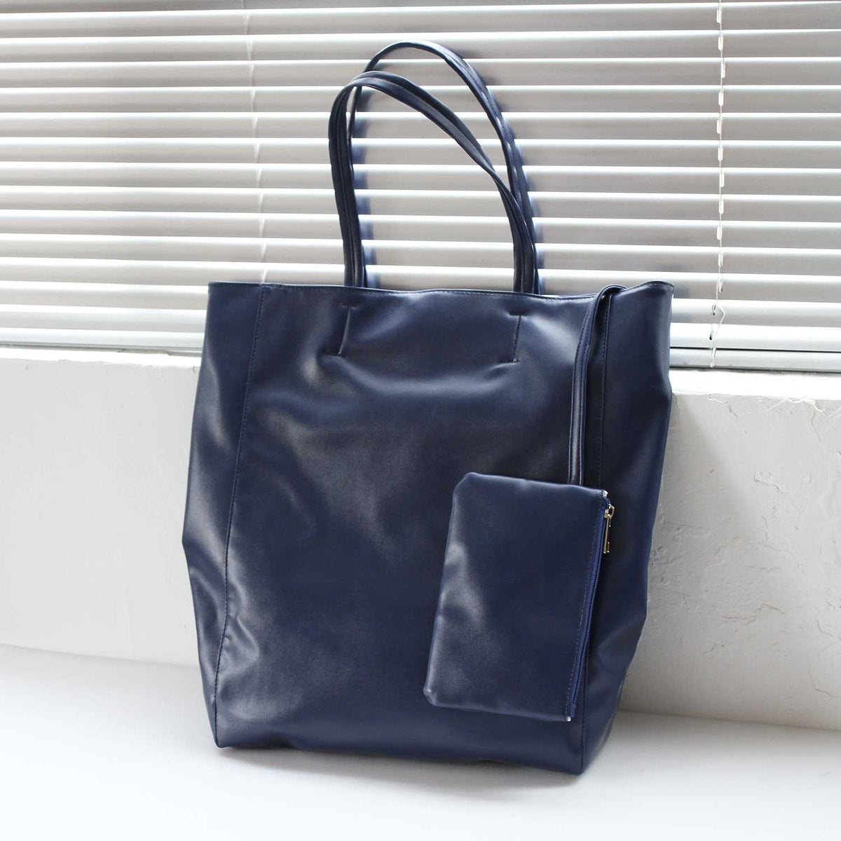 Oversized Eco Vegan Leather Lambskin Tote Bag 16.7" With Little Purse Inside - worthtryit.com