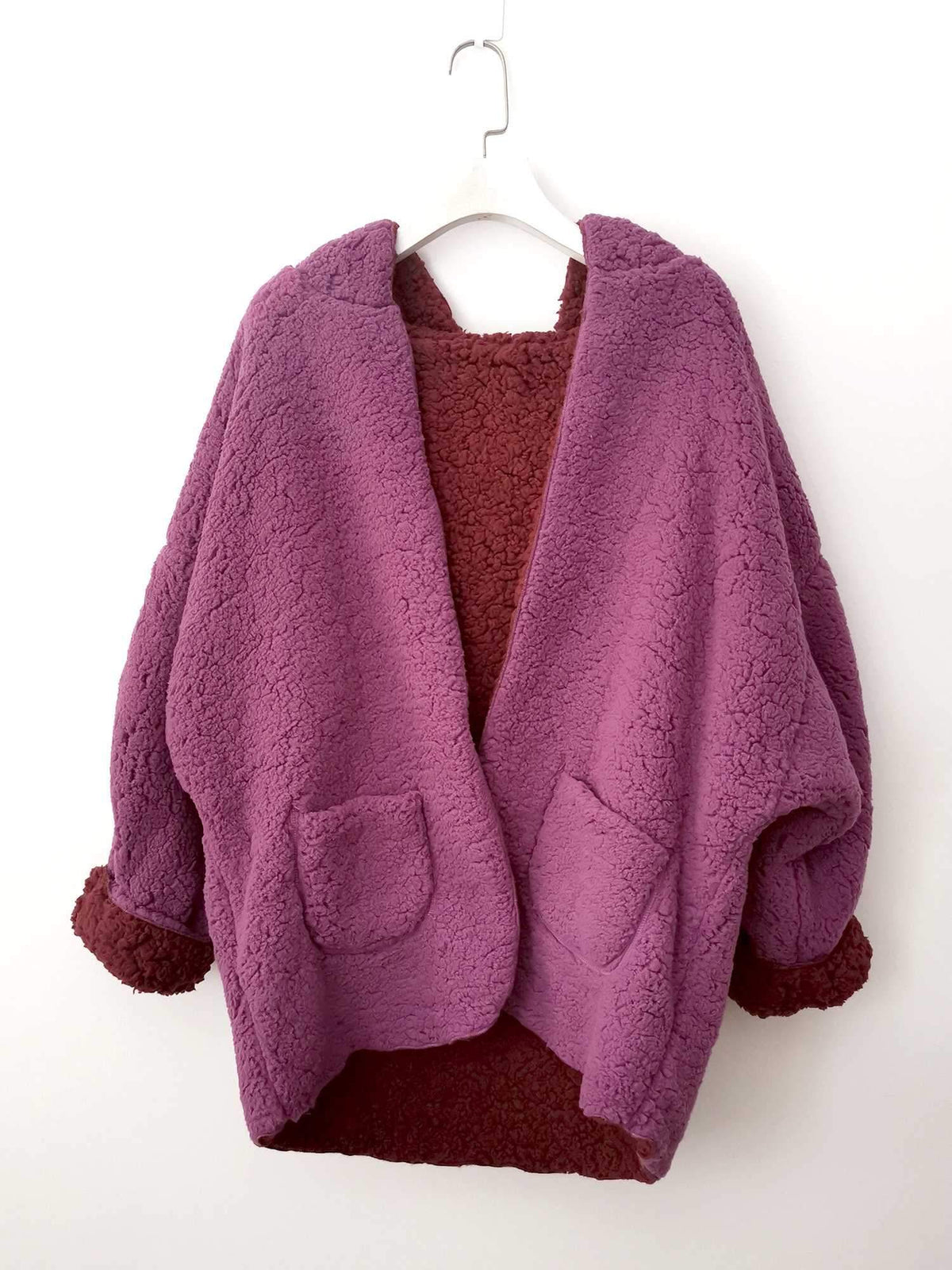 Reversible Faux fur Hoodie Coat Fuzzy Jacket - worthtryit.com