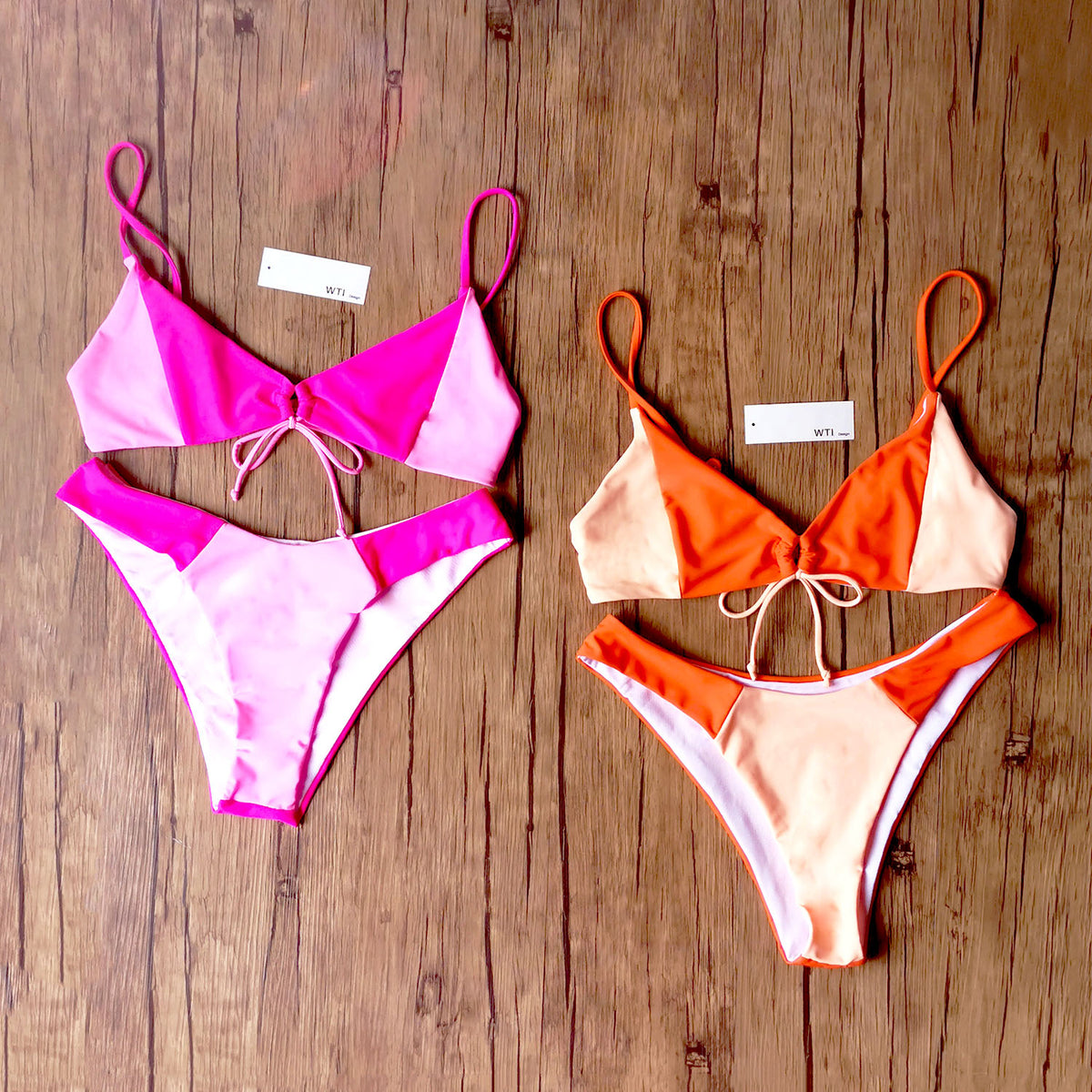 Shein color deals block bikini
