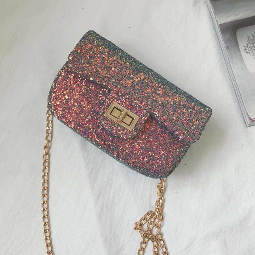 Reversible Sequined Chain Bag - worthtryit.com