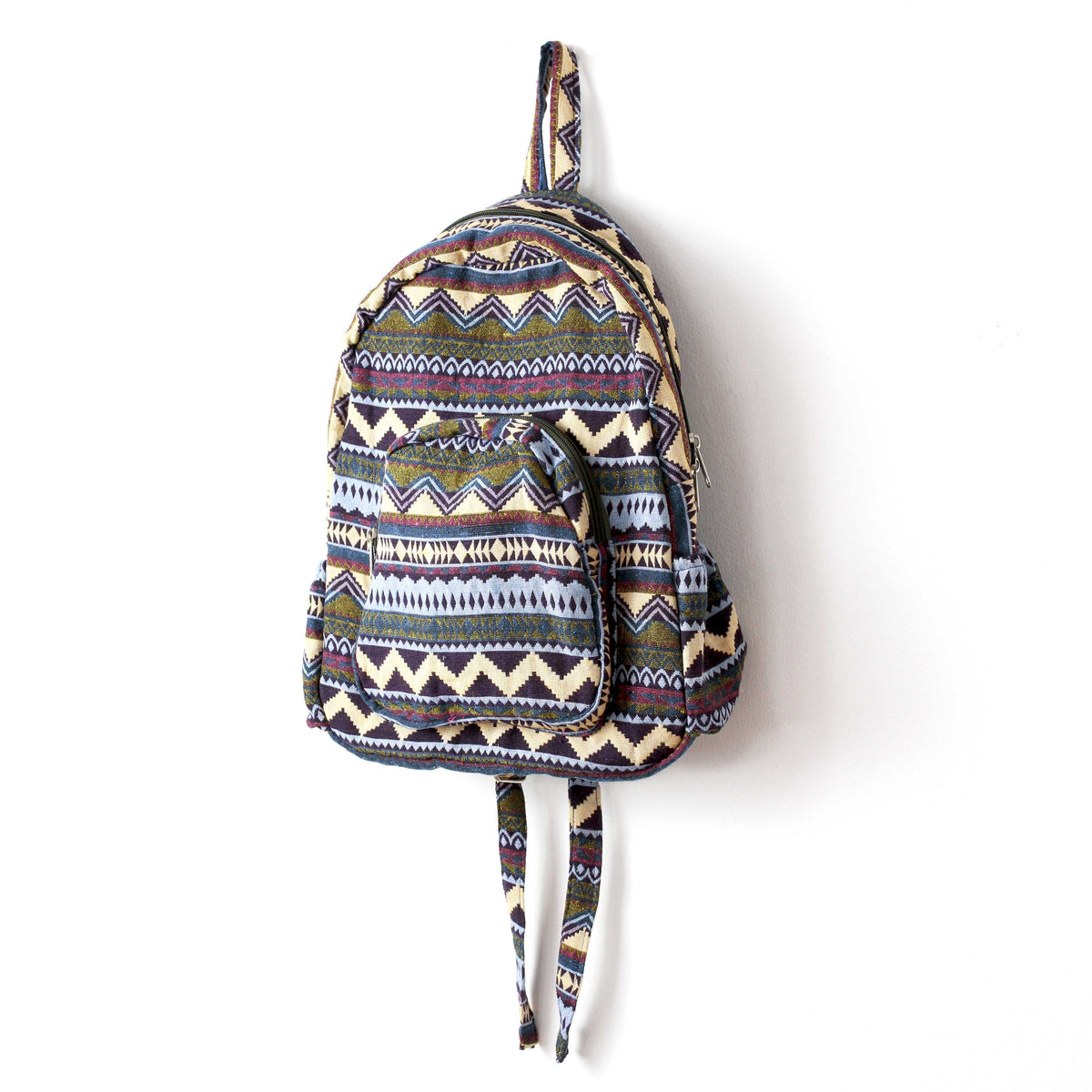 Boho Style Thailand Cotton Backpack-Green Row - worthtryit.com