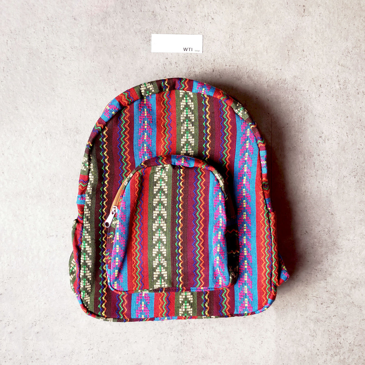Boho Style Thailand Cotton Backpack-Green Row