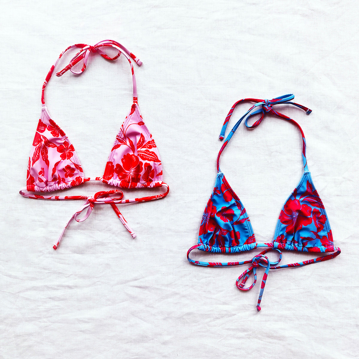 Floral Print Hibiscus Triangle Bikini Swimsuit