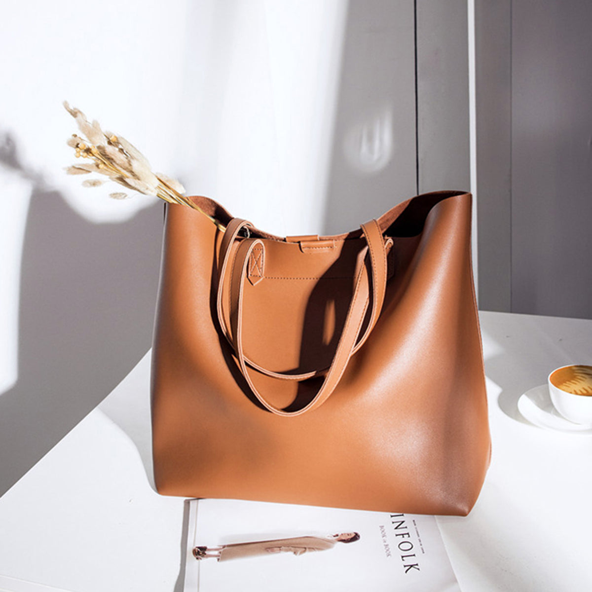 Oversized Tote Bag - Burnt Orange - worthtryit.com