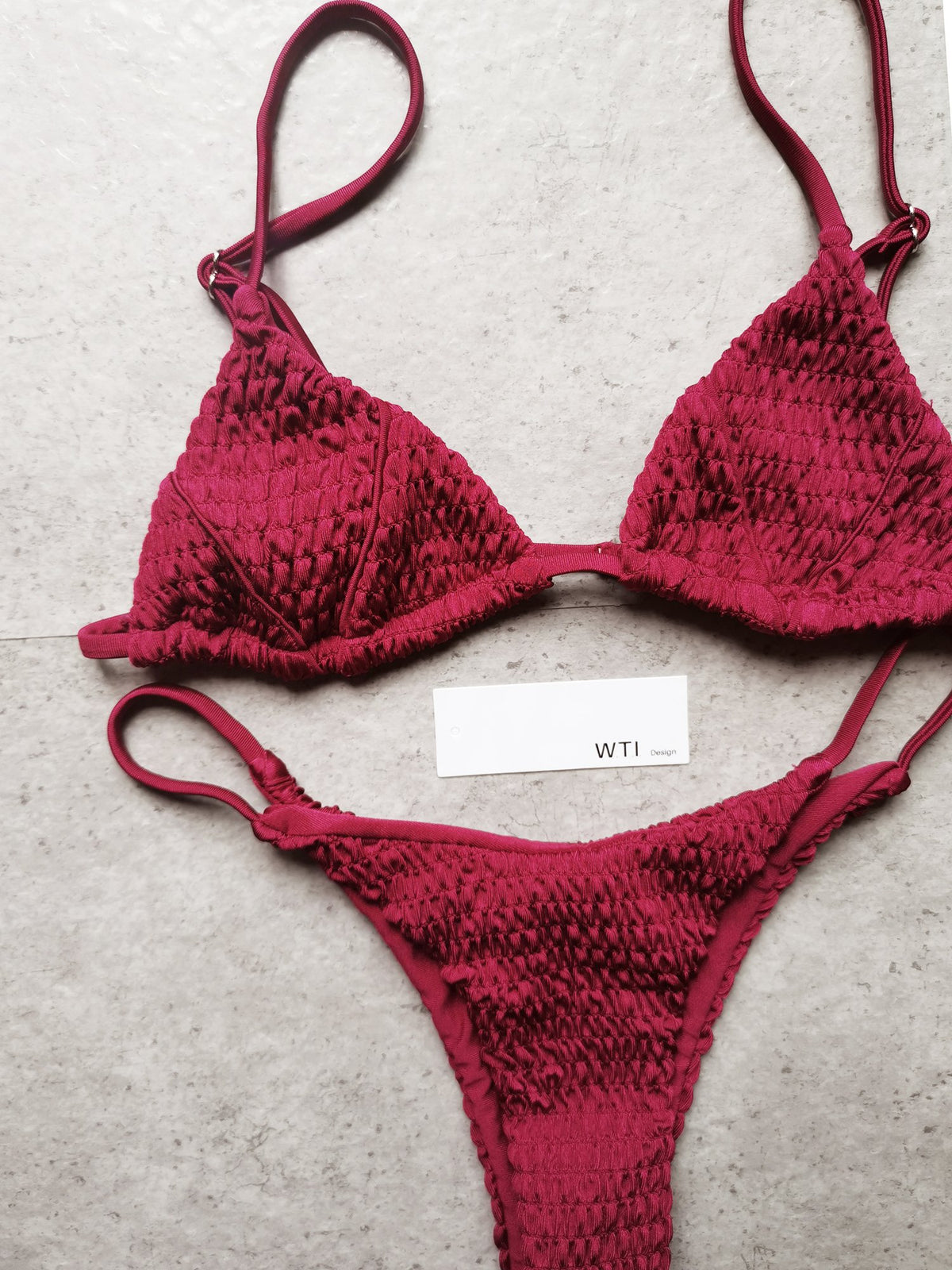 Cute Scrunched Triangle Bikini Swimsuit