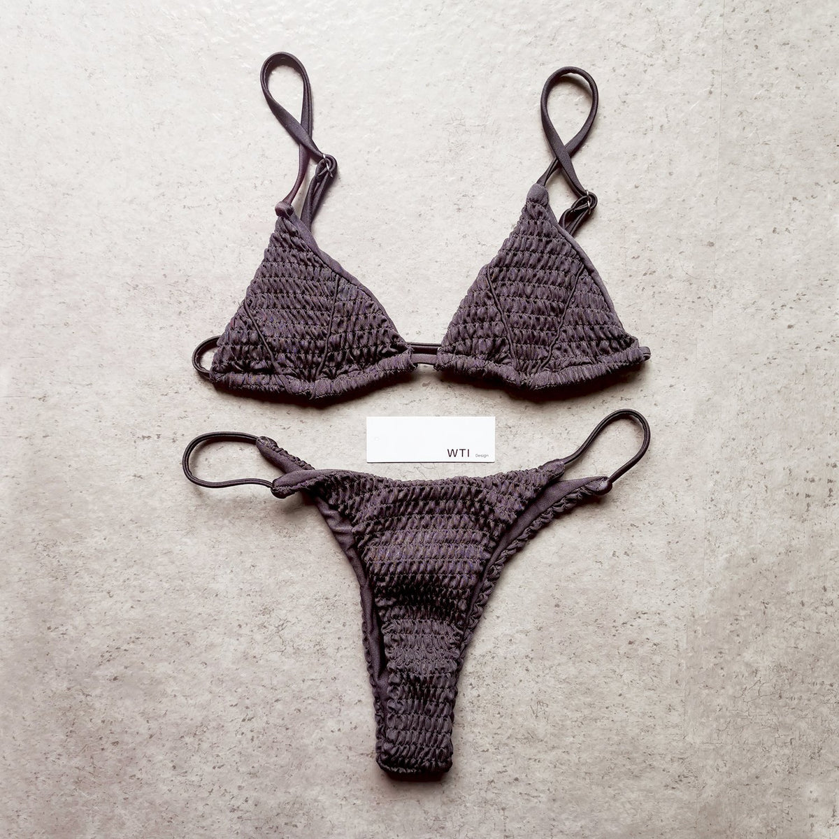 Cute Scrunched Triangle Bikini Swimsuit