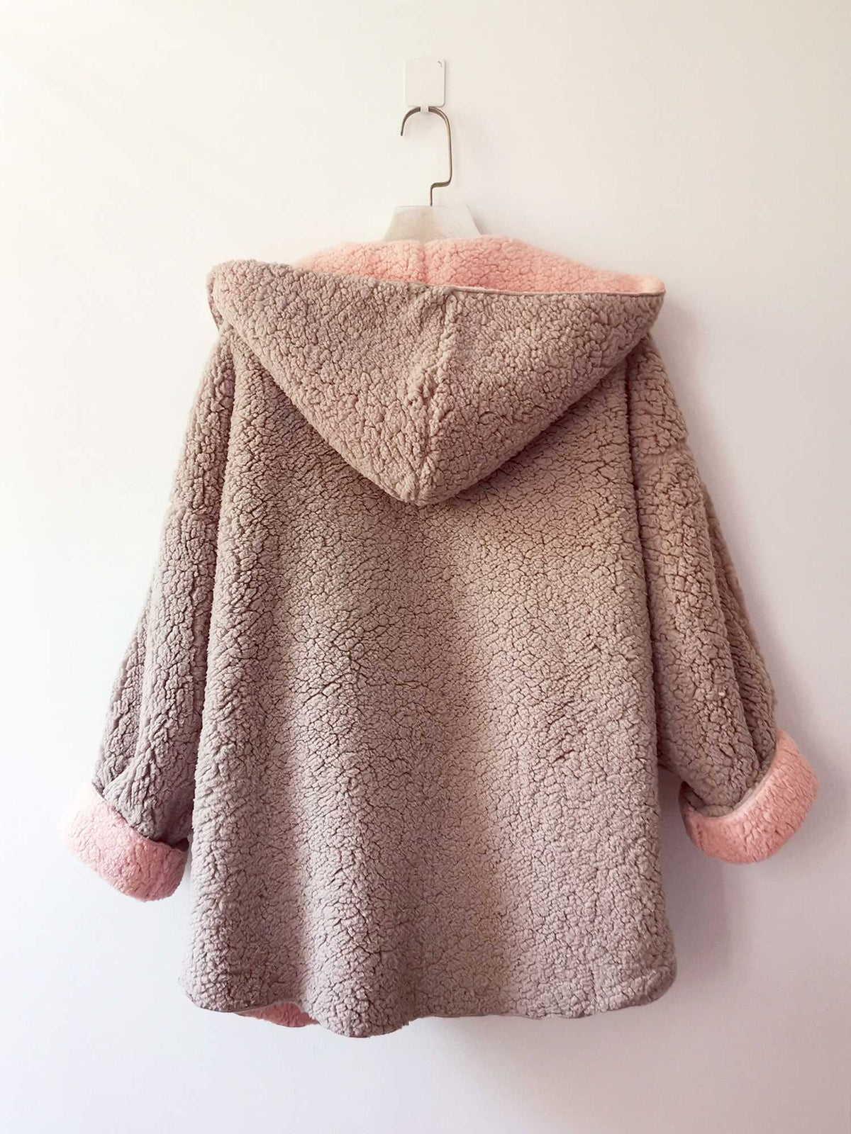 Reversible Oversized Soft Fuzzy Hoodie Coat - worthtryit.com