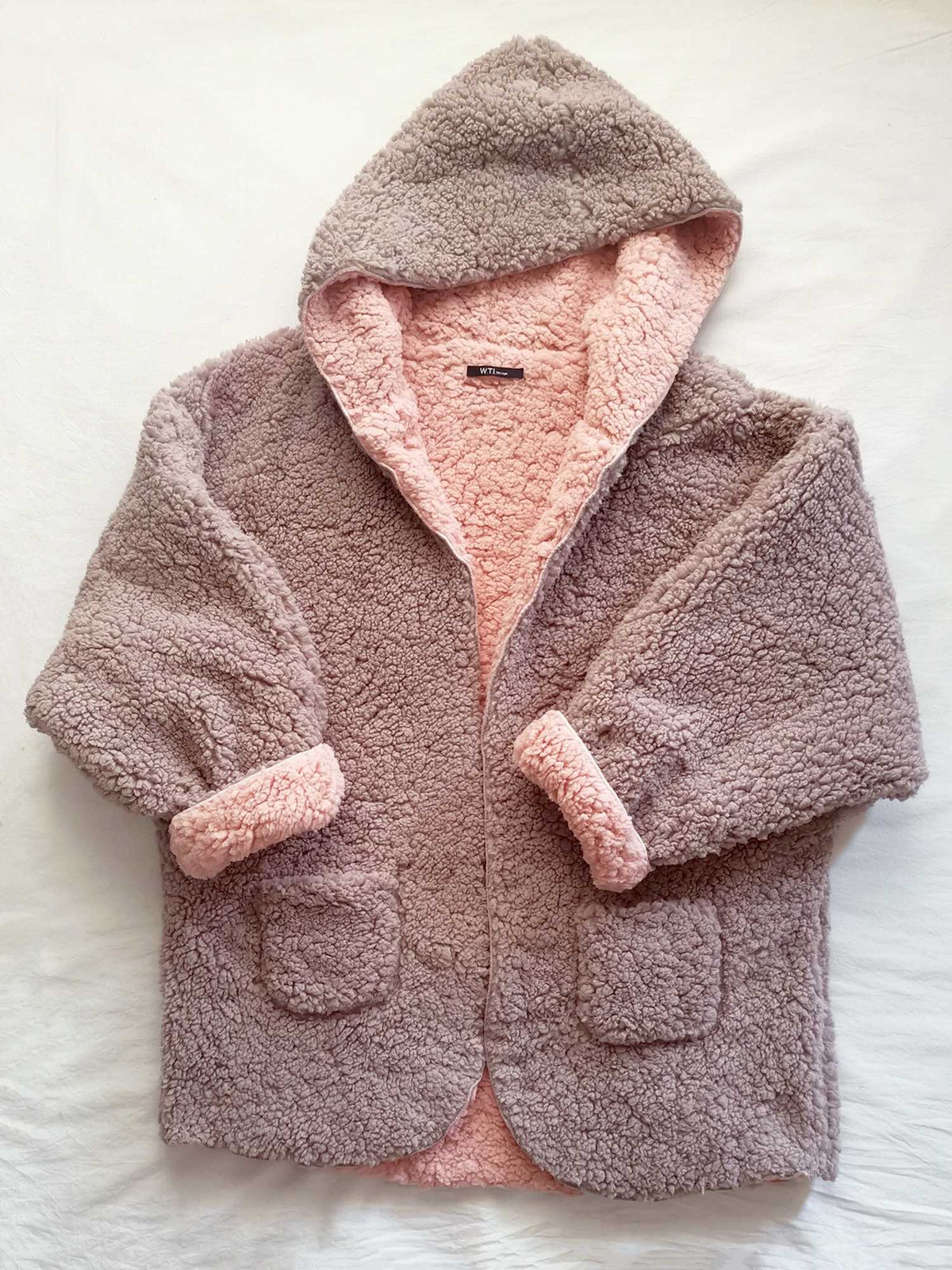 Reversible Oversized Soft Fuzzy Hoodie Coat - worthtryit.com