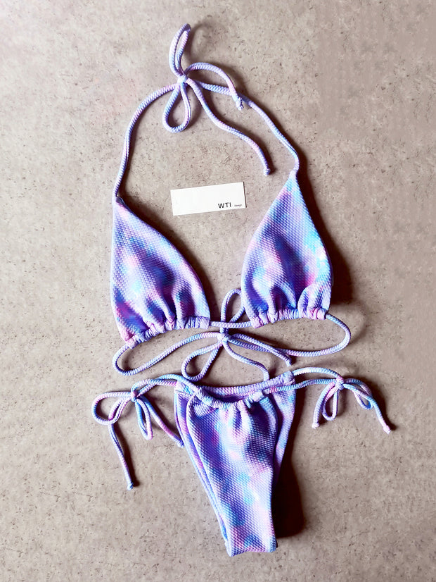 Textured Tie Dye Triangle Bikini Swimsuit