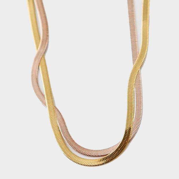 Vintage 14K Gold Snake Bone Necklace - worthtryit.com