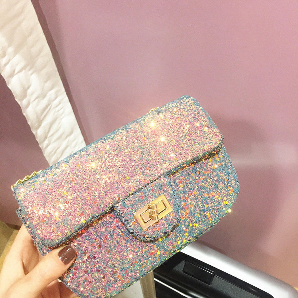 Reversible Sequined Chain Bag - worthtryit.com