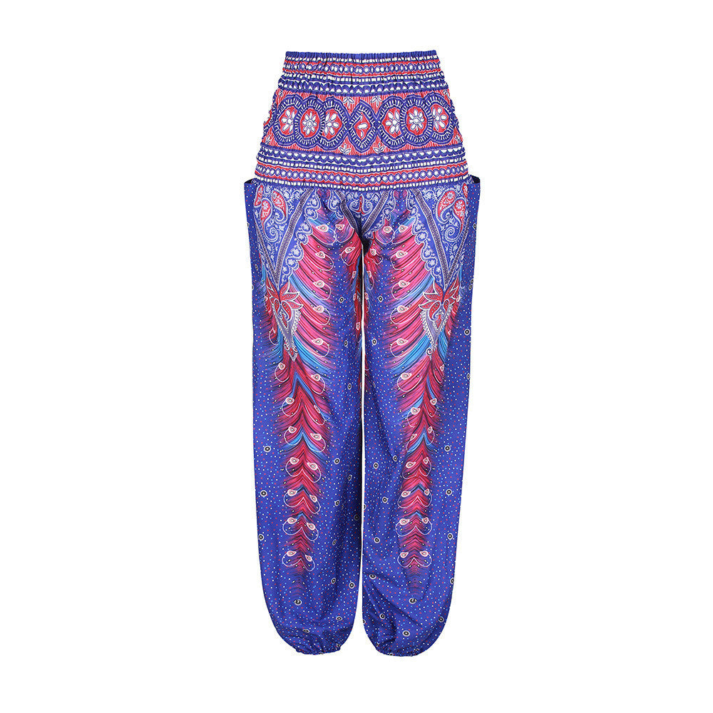 Bohemian Harem Pants Ethnic Wide Leg Bloomers-Purple - worthtryit.com